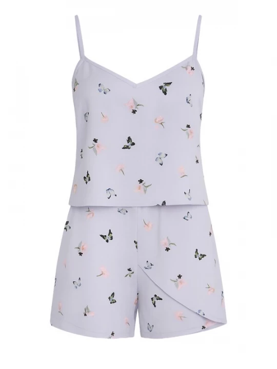 Foto van product C&City Korte pyjama groen / lichtlila / rosé / zwart