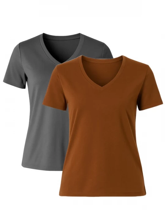 Foto van product C&City Shirt karamel / donkergrijs