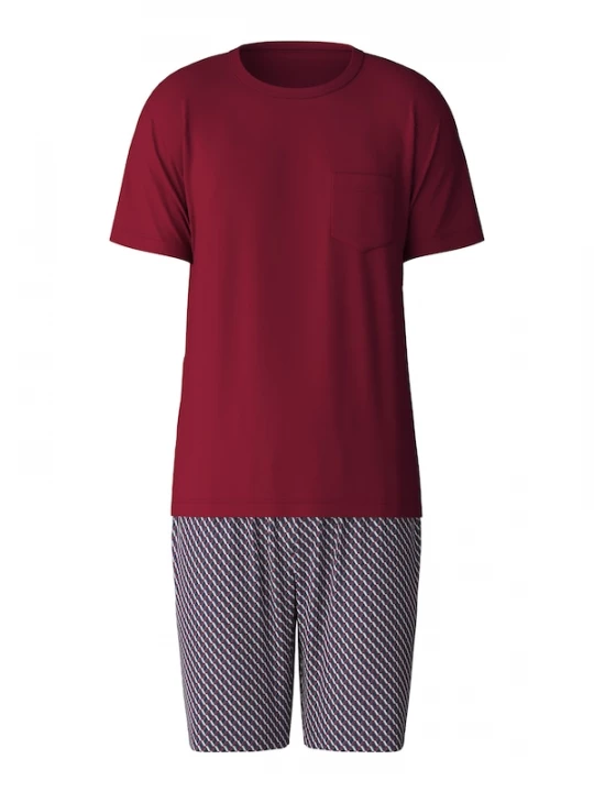 Foto van product CALIDA Pyjama kort donkerblauw / karmijnrood / wit