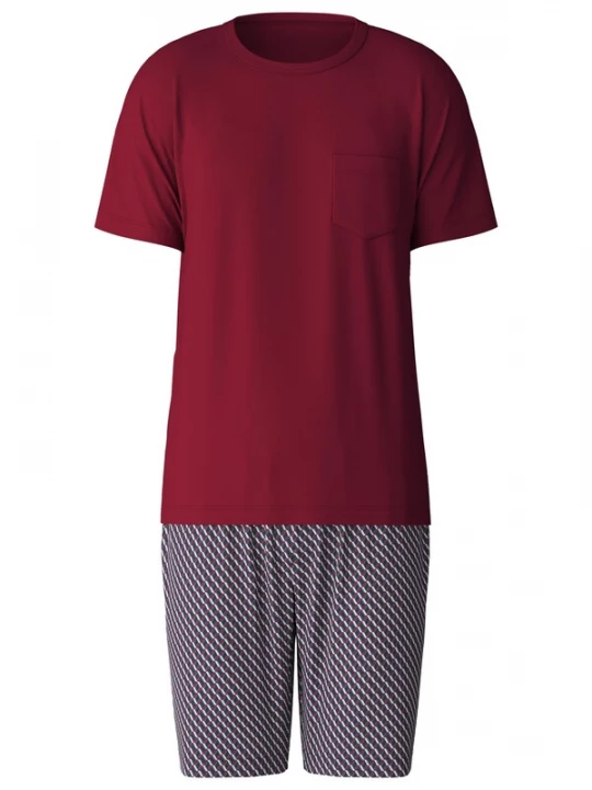 Foto van product CALIDA Pyjama kort 'Relax Imprint' wijnrood