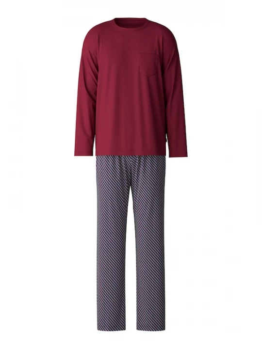 Foto van product CALIDA Pyjama lang marine / bordeaux / wit