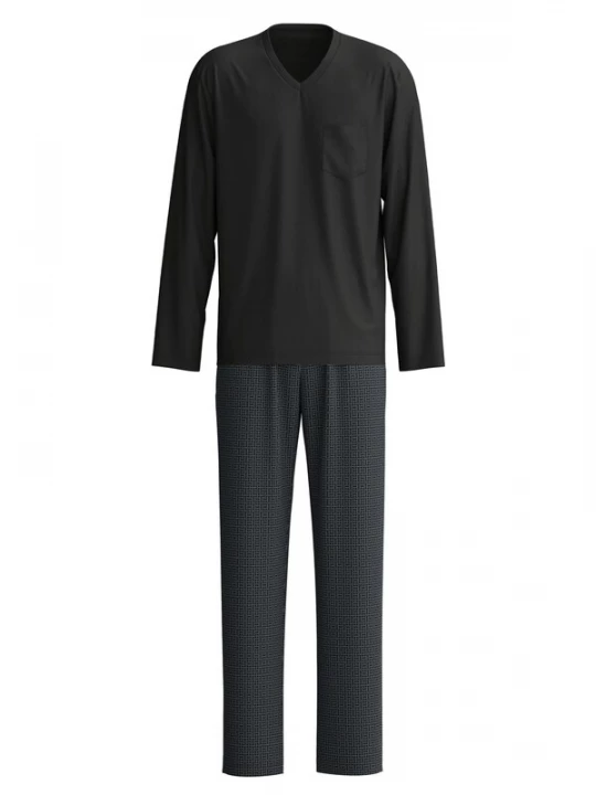 Foto van product CALIDA Pyjama lang 'Relax Streamline' duifblauw / zwart