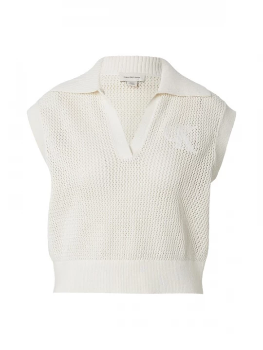 Foto van product Calvin Klein Jeans Gebreide bodywarmer 'Cropped Crochet' lichtbeige