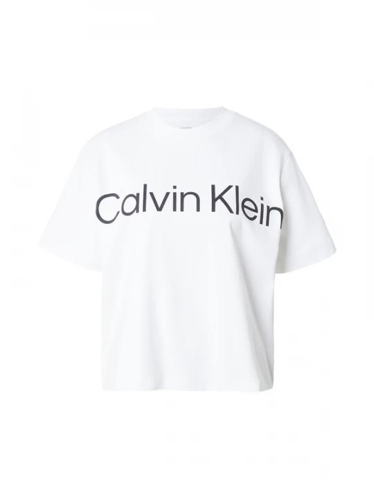Foto van product Calvin Klein Jeans Shirt 'Boxy Cropped Logo' zwart / wit