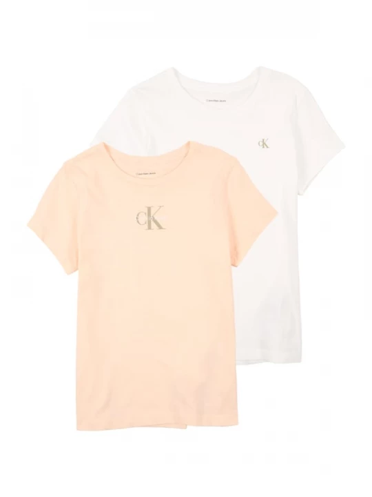 Foto van product Calvin Klein Jeans Shirt donkerbeige / perzik / wit