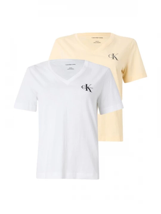 Foto van product Calvin Klein Jeans Shirt 'Monologo T' pasteelgeel / zwart / wit