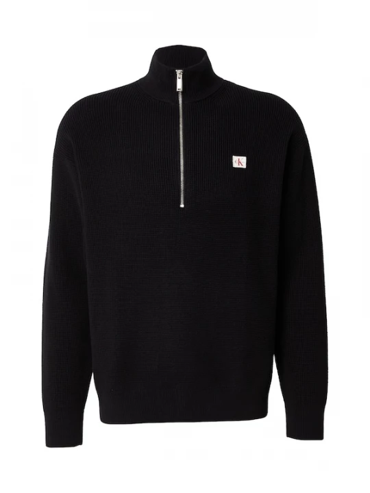 Foto van product Calvin Klein Jeans Trui 'Waffle Quarter-zip' zwart / wit
