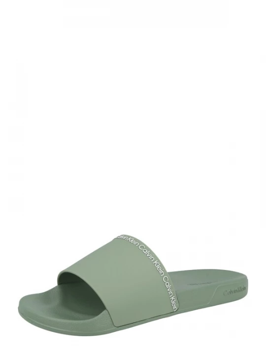 Foto van product Calvin Klein Muiltjes 'Essential Repeat Logo Pool' pastelgroen / wit