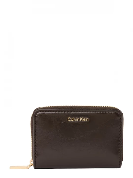 Foto van product Calvin Klein Portemonnee 'Foil Logo Zip-around Glossy' donkerbruin