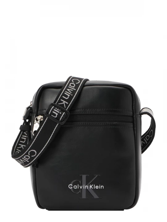 Foto van product Calvin Klein Schoudertas 'Monologo Webbing Strap' grijs / zwart / wit