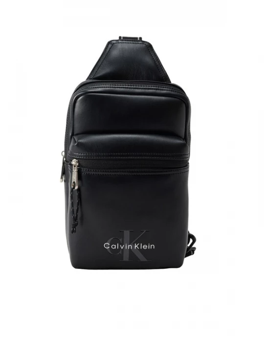 Foto van product Calvin Klein Schoudertas 'Monologo Webbing Strap Sling' donkergrijs / zwart / wit