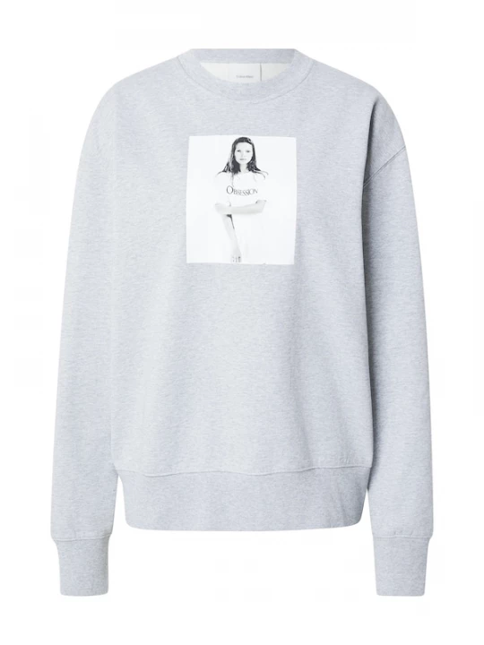 Foto van product Calvin Klein Sweatshirt 'KATE OBSESSION BOYFRIEND' grijs gemêleerd / zwart / wit