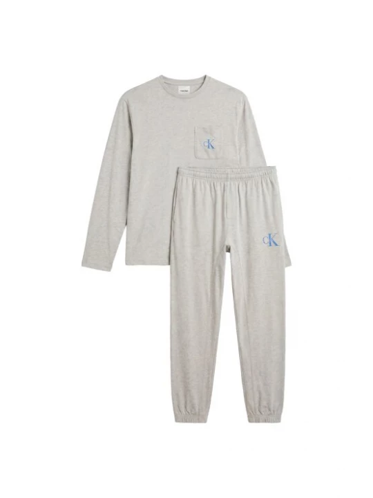 Foto van product Calvin Klein Underwear Pyjama lang royal blue / koningsblauw / grijs gemêleerd / wit