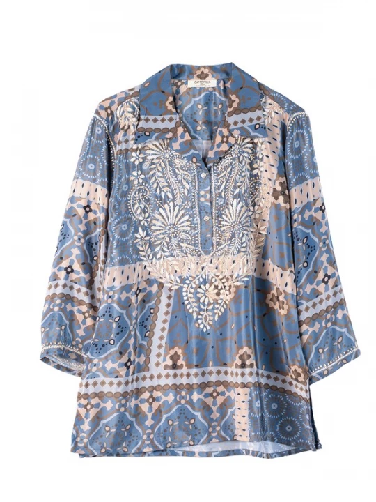 Foto van product Camomilla Italia Blouse 'Bly' crème / opaal / chocoladebruin / mokka