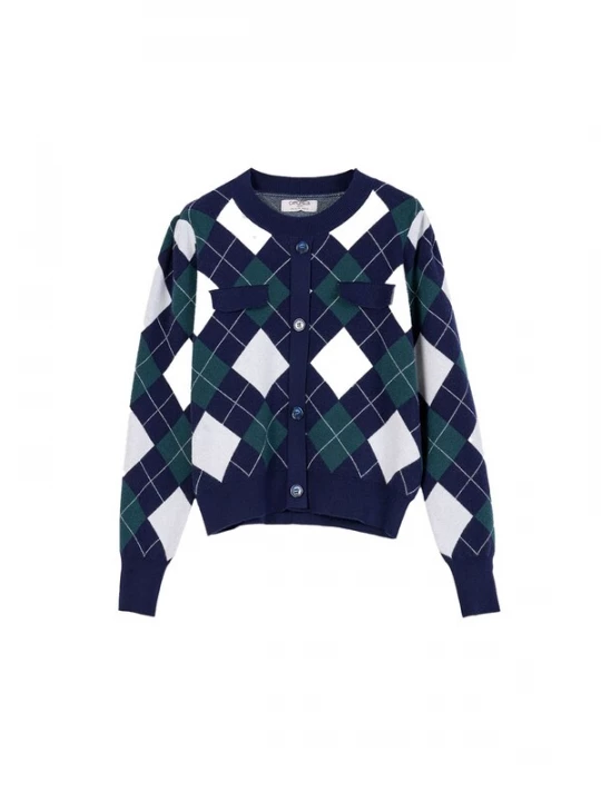 Foto van product Camomilla Italia Gebreid vest 'Marika' blauw / donkergroen / wit