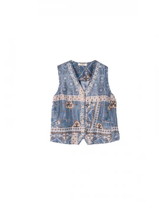 Foto van product Camomilla Italia Gilet 'Giuly' opaal / lichtblauw / chocoladebruin / mokka