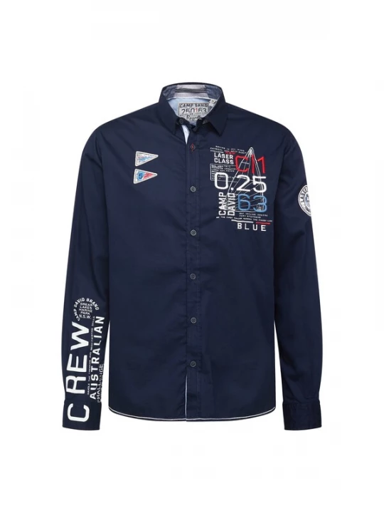 Foto van product CAMP DAVID Overhemd 'Laser Sailing' navy / lichtblauw / rood / wit