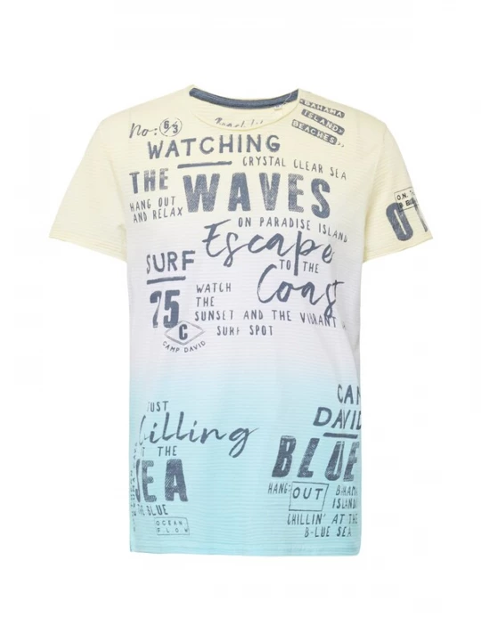 Foto van product CAMP DAVID Shirt 'Beach Life' marine / lichtblauw / lichtgeel / wit