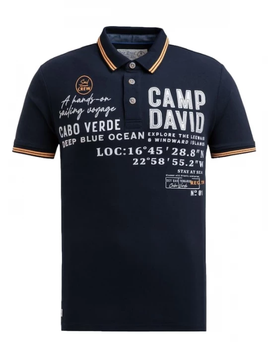 Foto van product CAMP DAVID Shirt navy / lichtoranje / wit