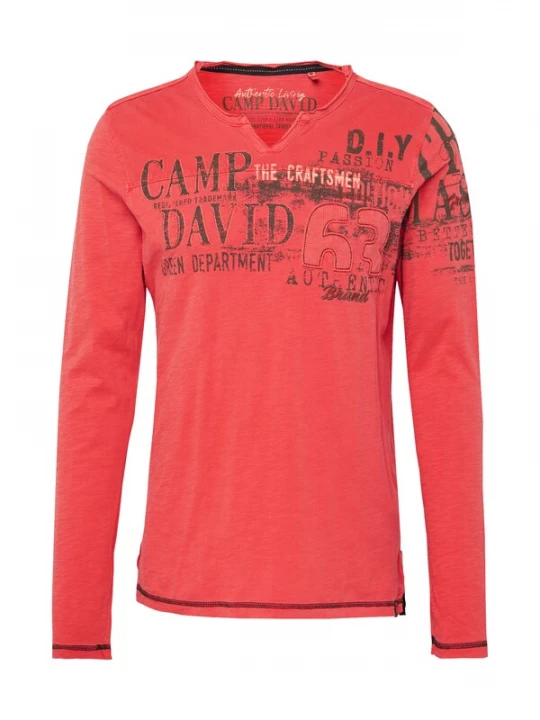 Foto van product CAMP DAVID Shirt 'The Craftsmen' lichtrood / zwart
