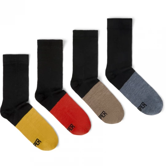 Foto van product CAMPER Long unisex socks - Unisex Sokken - Zwart, Geel, Beige, Cotton fabric