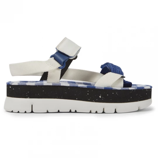 Foto van product CAMPER Oruga Up - Sandalen voor Dames - Wit, Blauw, Zwart, Cotton fabric / Smooth leather