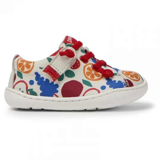 Foto van product CAMPER Peu - Nette vrijetijdsschoenen voor Firstwalkers - Wit, Blauw, Oranje, Cotton fabric / Smooth leather