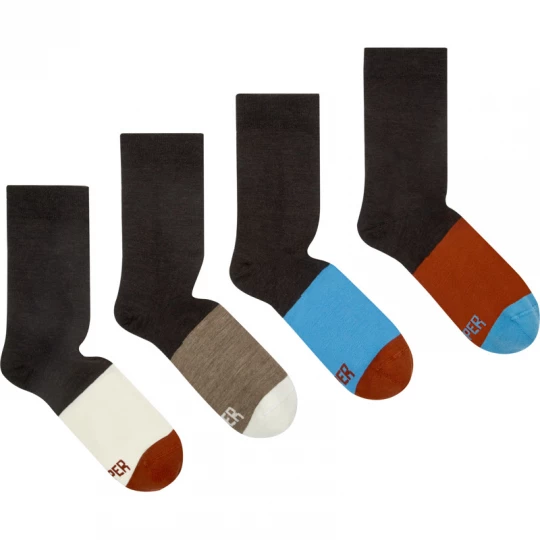 Foto van product CAMPER Socks - Unisex Sokken - Kastanjebruin, Beige, Blauw, Cotton fabric