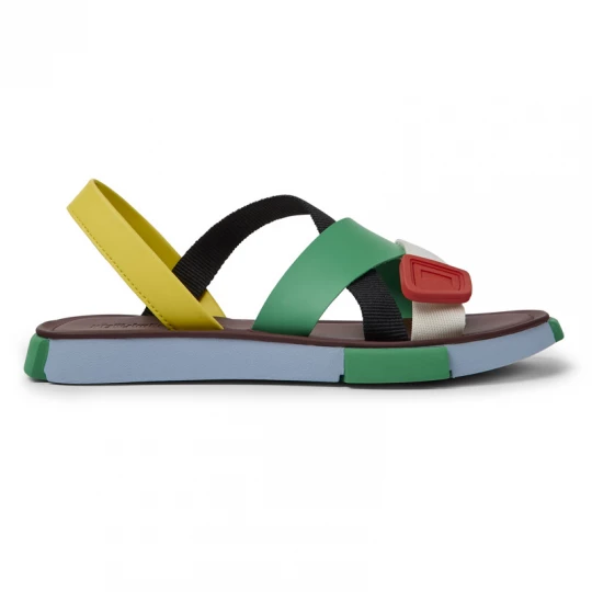 Foto van product CAMPER Twins - Sandalen voor Dames - Zwart, Groen, Geel, Cotton fabric / Smooth leather