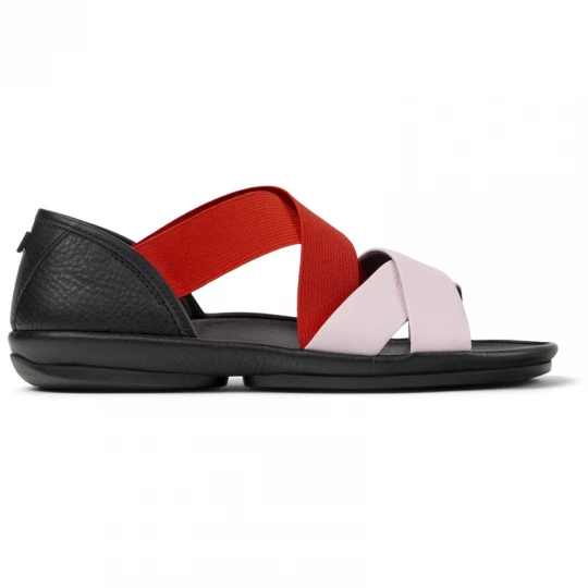 Foto van product CAMPER Twins - Sandalen voor Dames - Zwart, Roze, Rood, Smooth leather / Cotton fabric