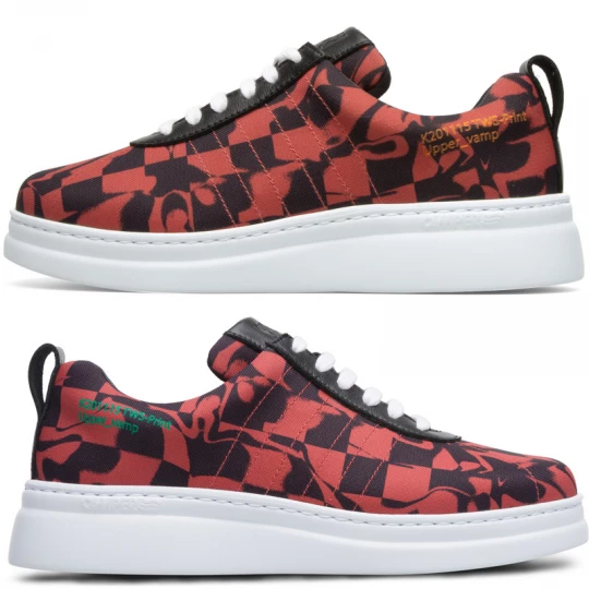 Foto van product CAMPER Twins - Sneakers voor Dames - Rood, Zwart, Cotton fabric / Smooth leather
