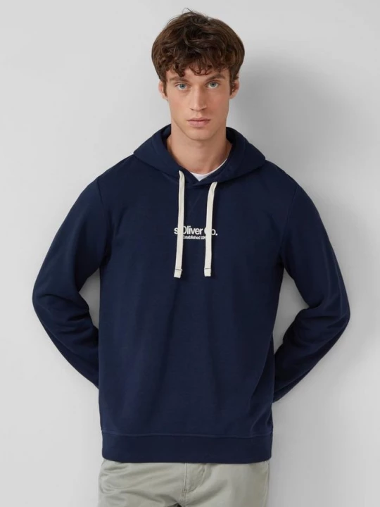 Foto van product Capuchon van katoenmix met logoprint s.Oliver blauw