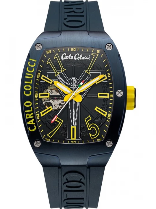 Foto van product Carlo Colucci Analoog horloge ' Donadio ' nachtblauw / geel