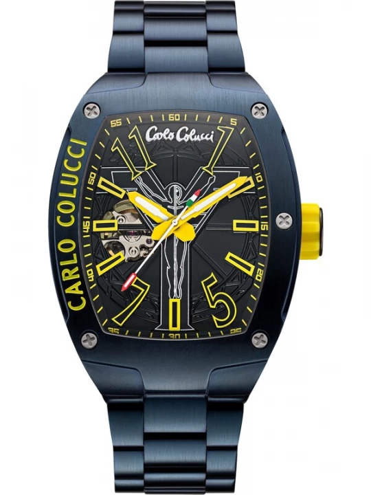 Foto van product Carlo Colucci Analoog horloge ' Donat ' nachtblauw / geel