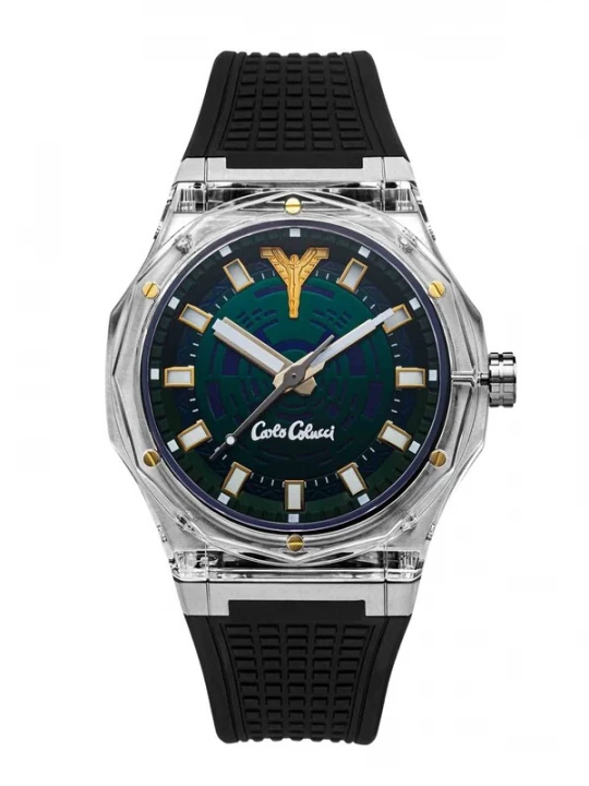 Foto van product Carlo Colucci Analoog horloge donkerblauw / smaragd / zwart / zilver