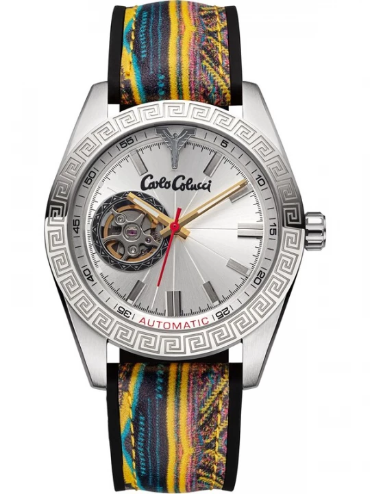 Foto van product Carlo Colucci Analoog horloge 'Drigo' azuur / geel / pink / zwart / zilver