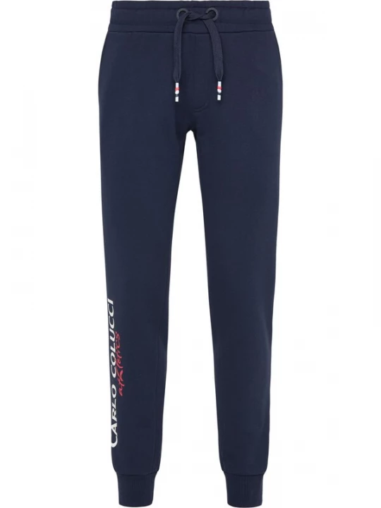 Foto van product Carlo Colucci Broek 'Contrater' marine / rood / wit