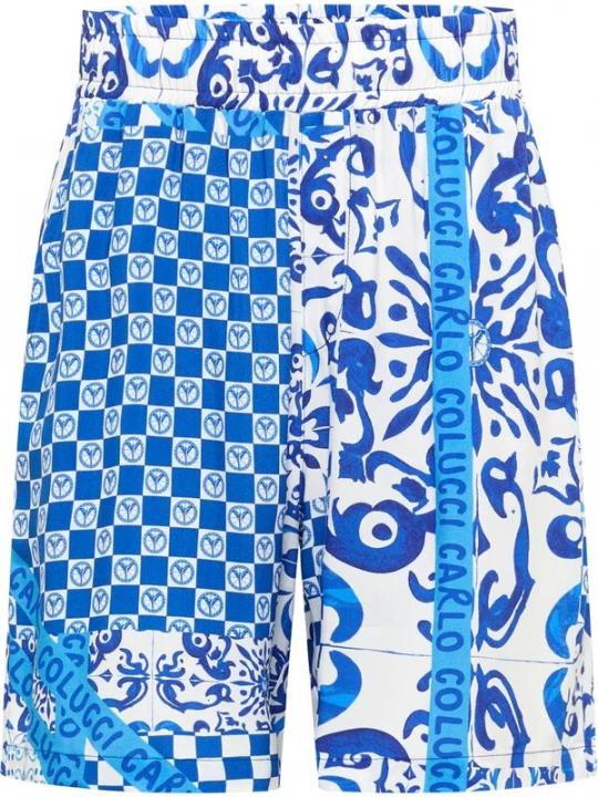 Foto van product Carlo Colucci Broek 'Fedrigotti' royal blue / koningsblauw / wit