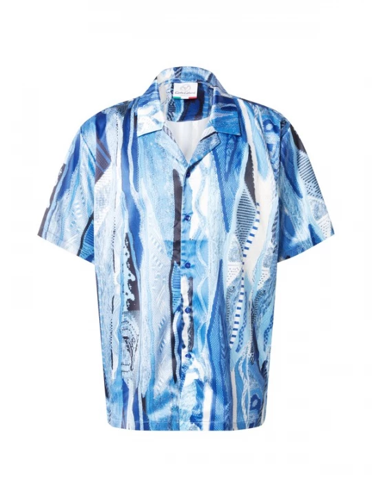 Foto van product Carlo Colucci Overhemd blauw / lichtblauw / zwart / wit