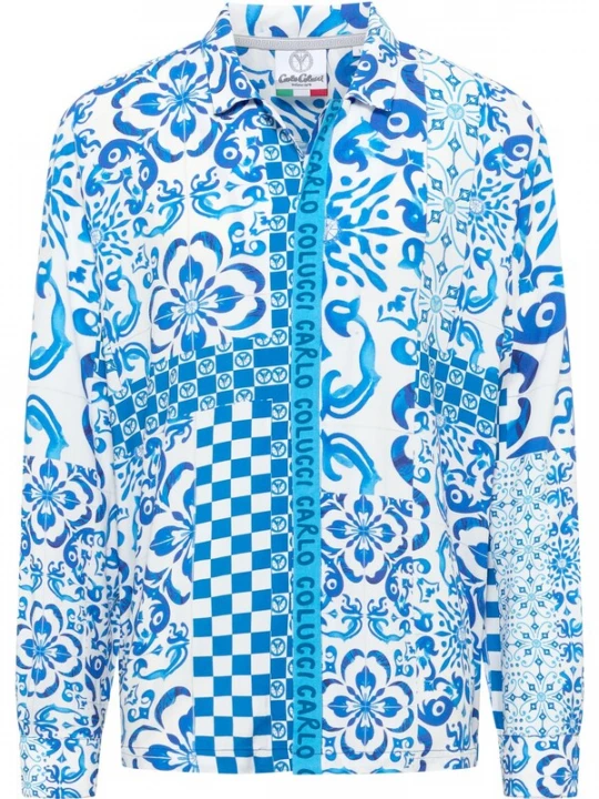 Foto van product Carlo Colucci Overhemd 'Fedrigo' royal blue / koningsblauw / wit