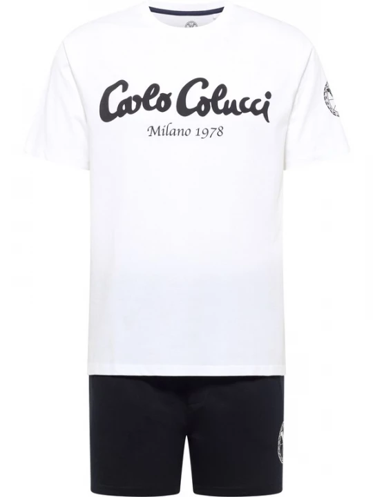 Foto van product Carlo Colucci Pyjama kort 'Ferreiro' zwart / wit