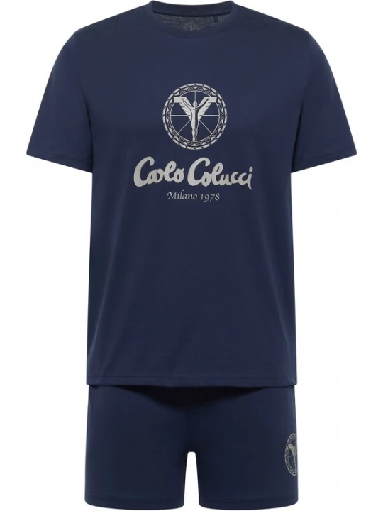Foto van product Carlo Colucci Pyjama kort ' Ferremi ' navy / grijs
