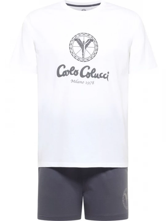 Foto van product Carlo Colucci Pyjama kort ' Ferreri ' grijs / wit