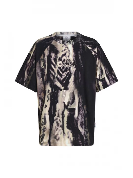 Foto van product Carlo Colucci Shirt beige / crème / donkerlila / zwart