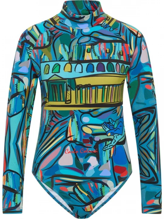Foto van product Carlo Colucci Shirt body ' De Vita ' turquoise / geel / groen / rood