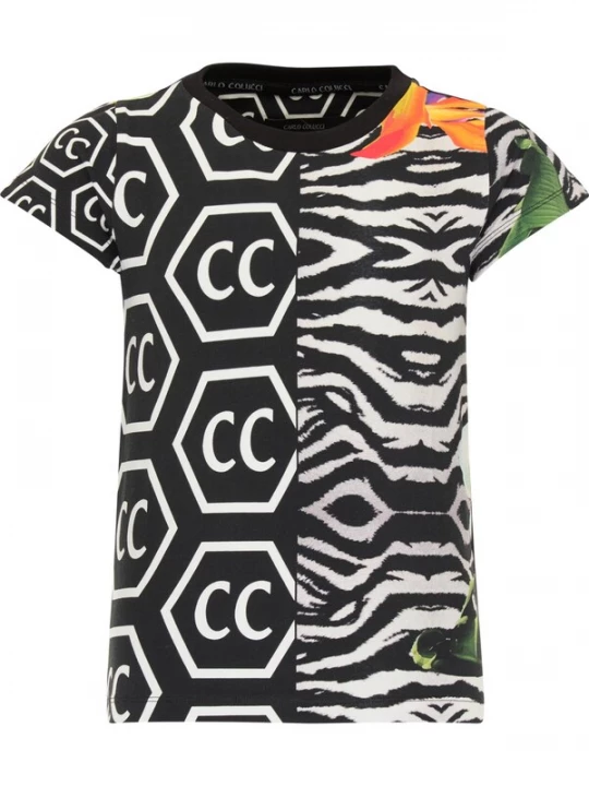 Foto van product Carlo Colucci Shirt 'Cirolini' lichtgrijs / oranje / zwart / wit