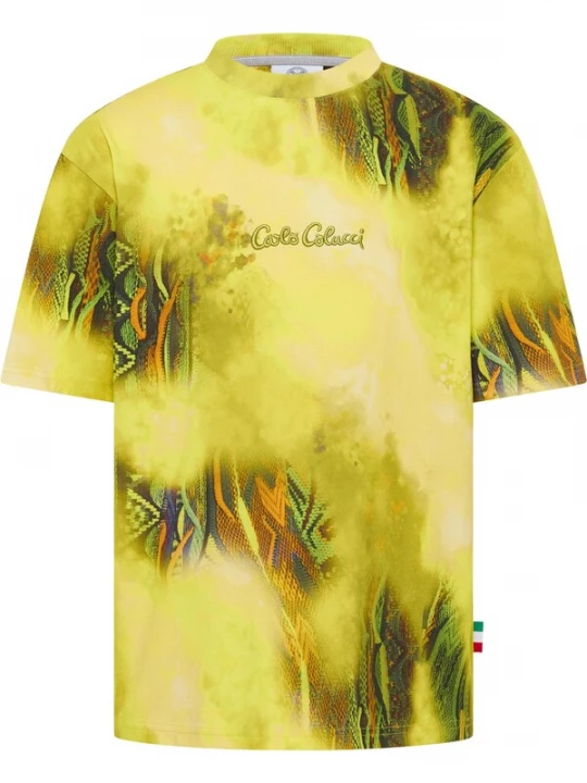Foto van product Carlo Colucci Shirt 'D'Inezo' citroengeel / petrol / lichtgroen / oranje