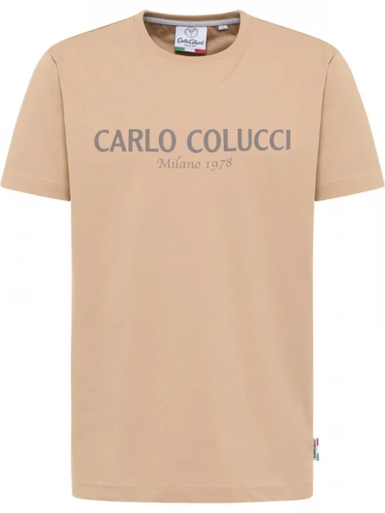 Foto van product Carlo Colucci Shirt donkerbeige / blauw