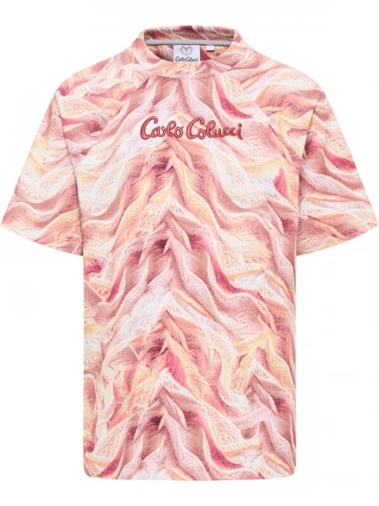 Foto van product Carlo Colucci Shirt 'Dorn' lichtbeige / oranje / pink / wit