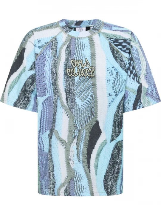 Foto van product Carlo Colucci Shirt 'Ettori' lichtblauw / jade groen / zwart / wit